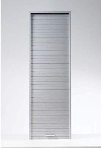 SIMMOB Rollladenschrank 123,6 x 40 x 35 cm – schmaler Hochschrank mit Jalousietür – freistehend oder zur Wandmontage – 3 verstellbare Einlegeböden – Küchenschrank Aluminium matt