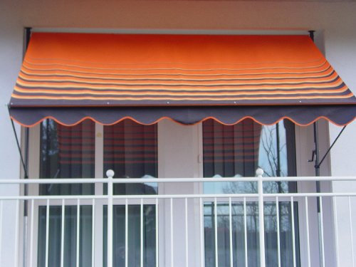 Angerer Klemmmarkise Exklusiv mit Handkurbel, Terrasse/Balkon, einfache Montage ohne Bohren, Made in Germany, hochwertiger Stoff, UV-beständig, höhenverstellbar, wasserabweisend, 350 cm Orange-Braun