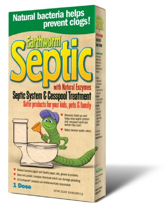 Earthworm Septic Tank System Treatment and Cesspool Treatment - Powder-Formula - Natural Enzymes, Safer for Family, Environmentally Responsible - 10.3 fl oz (Pack of 6)