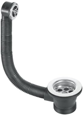 McAlpine FSW2PR-70 FSW2P-70R Sink Combined Waste Rectangular Overflow, Chrome and Black