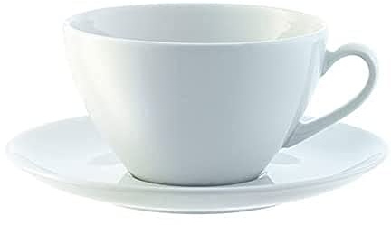LSA DI07 Dine Cappuccino-Tasse und Untertasse, geschwungen, 0,35 l, 4 Stück