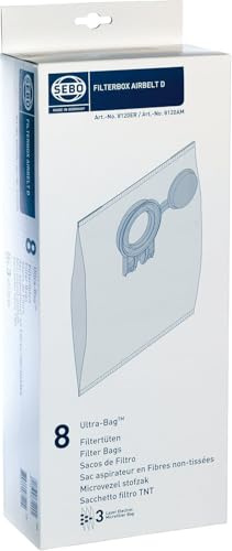 Sebo Airbelt Series D1, D4, D4 Premium Canister Vacuum Filter Bags 8 Pk Genuine Part # 8120AM, 8120ER