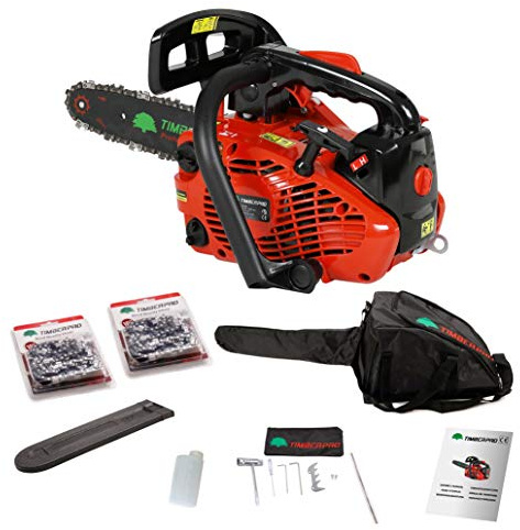 TIMBERPRO Tronçonneuse élagueuse thermique 25,4 cm³, puissance 1,22 CV, guide 25 cm.
