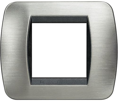 BTICINO L4802ACS - LIVING INT - PLACCA 2P ACCIAIO SPAZZOLATO