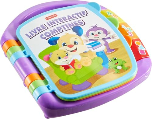 Fisher-Price Jouet d’éveil Musical Livre Interactif Comptines Rires et Éveil avec lumières et Musique pour bébés et Tout-Petits, Version française, CDH39