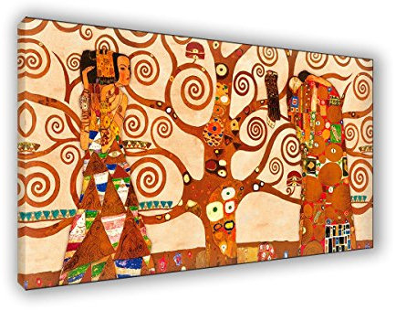Lupia - Quadro su Tela Il Meglio dell'Arte, 45x75 cm L Albero della Vita - Klimt, Riproduzione d'Arte su Tela, Montato su Telaio in Legno 3 cm, Made in Italy