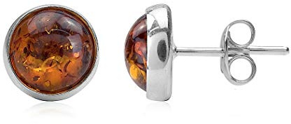 Ian and Valeri Co. Honey Amber Sterling Silver Round Stud Earrings