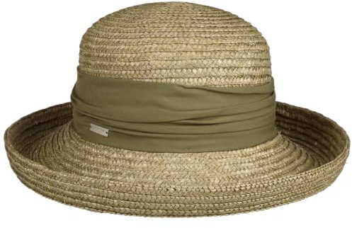 Dilara Strohhut Seeberger Damenhut mit Umschlag Sonnenhut, olive, One size