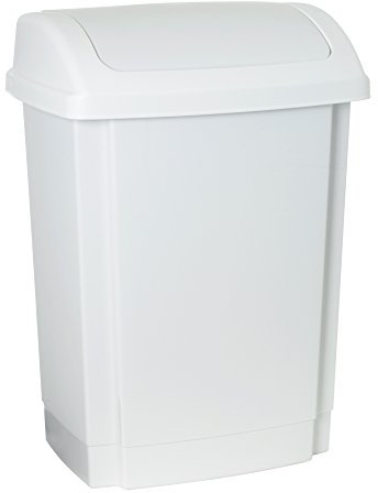 Plast Team Poubelle avec Couvercle basculant, 15 l, Blanc, Taille Unique