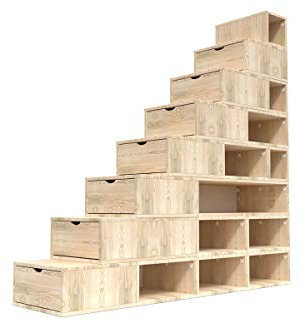 ABC MEUBLES - Scala cubo di riordino 200 cm - ESC200 - Legno Grezzo