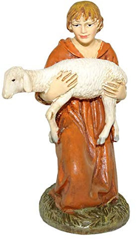 Ferrari & Arrighetti Bertoni 2412NA24 Wooden Sitting Shepherd with Sheep, One Size, Multi-Colour