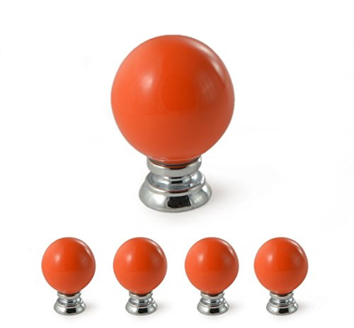 Ganzoo 4er Set Knäufe für Möbel, Vintage aus Keramik und Porzellan, orange, antik Look, glänzende Schrankknöpfe im Landhaus Stil für Schubladen, Schränke, Kommoden, Durchm. 27 mm, Tiefe 37 mm