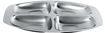 Alessi 2300 Hors-d'oeuvre Platte - Edelstahl mattiert mit glänzend poliertem Rand, vier Abteilungen