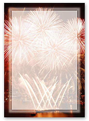 Motivpapier FEUERWERK AM HAFEN Besondere Anlässe Rahmen - DIN A4 Format 100 Blatt - Paper-Media