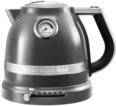 KitchenAid Artisan Hervidor de agua 1,5L Temperatura Variable Plata | Té, café e infusiones en su punto exacto; jarra de acero con filtro antical extraíble y diseño icónico duradero