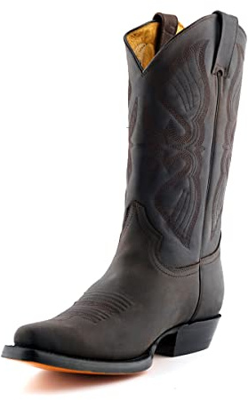 Grinders Louisiana Uomo Cowboy Stivali, Marrone, Taglia 40