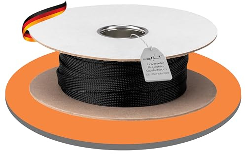 PureMounts PM-SOCKS-20B-50 Universeller Polyester-Kabelschlauch, selbst zusammenziehend mit Klettverschluss, Ø 20mm, Rolle 50m, schwarz