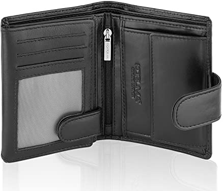 KORUMA Cartera Hombre Piel Negra Vertical - Certificado RFID NFC Bloqueo Monedero Caballero (Negro)
