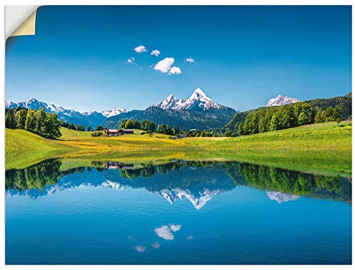 ARTland Wanddeko Wandtattoo selbstklebende Vinylfolie 120x90 cm Landschaften Berge Fotografie Blau Landschaft in den Alpen T9QB