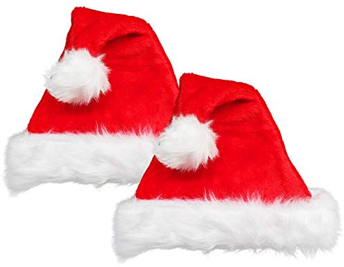 Ciffre 2 er Set Damen und Kinder Weihnachtsmütze Mütze Weihnachten Weich Nikolausmütze Dicker Fellrand aus Plüsch Top Qualität Kopfumfang 56-58cm