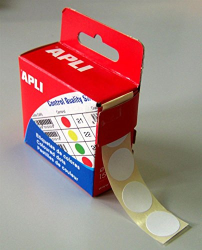 AGIPA Bte Distributrice 150 étiquettes Gommettes de signalisation Rondes 15 mm Blanc
