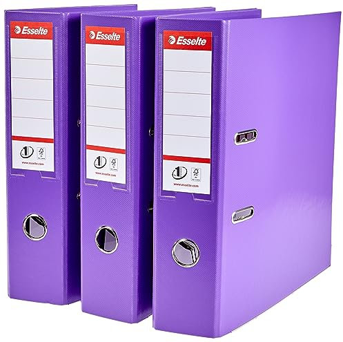 Esselte, N°1 Power, Confezione da 3 raccoglitori a leva, Viola, Dorso 75 mm, A4, PP, 624282