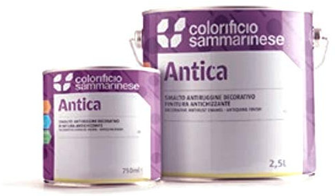 Smalto Antiruggine 'Antica' Di Colore Grigio Scuro Lievemente Metallizzato. Viene Impiegato Come Mano Di Fondo E Di Finitura Su Ferro Battuto, Sia Per La Verniciatura Di Cancelli E Cancellate In Ferro Che Per Il Trattamento Di Oggetti Come Cardini, Serrat