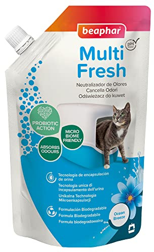Beaphar Multi Fresh - Contra los Malos Olores de la Arena de Gatos - Prolonga la Vida útil de la Arena - Fragancia Brisa Marina- 400gr