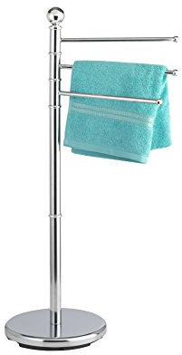 axentia Handtüchständer 3 Arme silber, verchromter Handtuchhalter, freistehender Badehandtuchhalter, standfester Badehandtuchständer mit 360° schwenkbaren Stangen