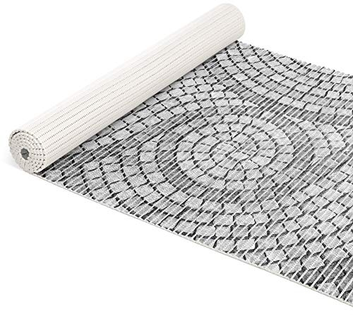 ANRO Weichschaummatte Badematte Bad Dusche WC Vorleger Teppich Antirutsch Badläufer Mosaiksteine Grau 140x65cm