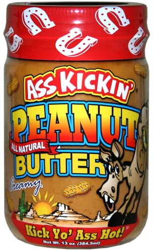 Kickin' Creamy Peanut Butter with Habanero Pepper - 13 Ounces - Premium Gourmet All Natural Spicy Peanut Butter - Perfect Snack Packed with Protein