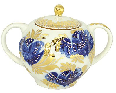 Lomonossov Porcelaine Sucrier Tulipe Doré Jardin 425,2 gram/450 ml