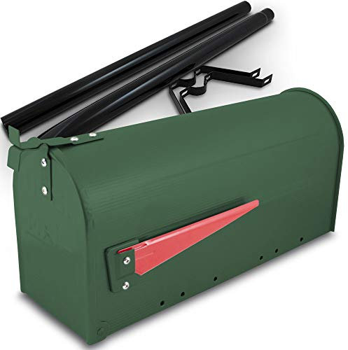 Bituxx US Mailbox Amerikanischer Briefkasten Standbriefkasten Wandbriefkasten Letterbox Grün Inclusive Standpfosten