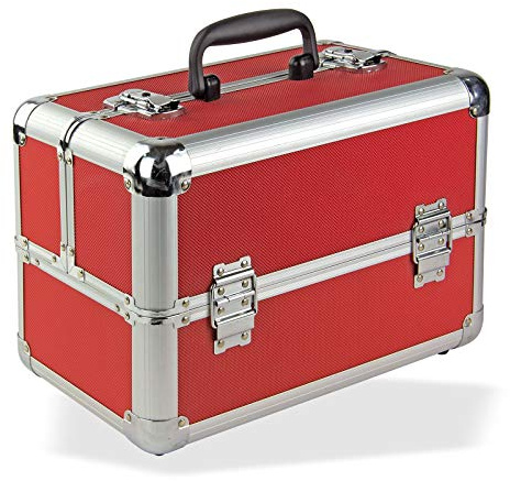 DEMA Alukoffer AK3 Silber/Rot - Multikoffer, Werkzeugkoffer, Universalkoffer - robust, leicht, langlebig - Werkstatt, Heimwerken, Transport