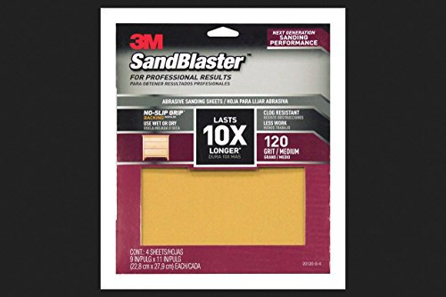 3M 20120-G-4 Sandpaper with No-Slip Grip, 11 x 9