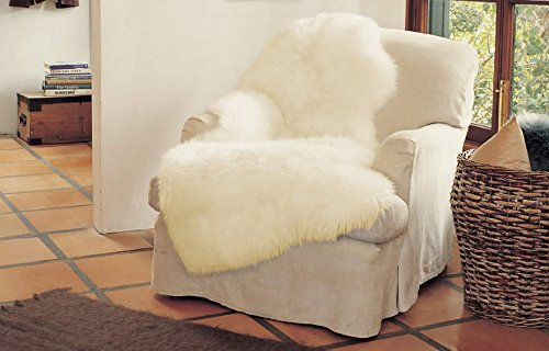 Reissner Lammfelle | Echtes Merino Schaffell | Naturform 1,5-Fach | hoch-/langflorig | Lammfell Teppich Kaminvorleger Bettvorleger Läufer | 135x60cm beige