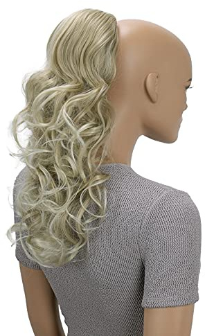 CAISHA 45 cm Hårstycke Fläta Hästsvans Hårförlängning Voluminös Vågig Ljusblond PH13