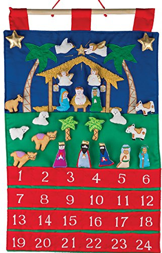 Nativity Fabric Advent Calendar by Vermont Christmas Company. Countdown to Christmas with Cute Manger Scene Calendar. Quality Fabric & Stitching. Use Year After Year.