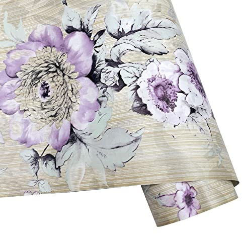 SimpleLife4U Vintage Purple Peony Self-Adhesive Kitchen Shelf Drawer Liner Moisture Proof PVC Mat 45x300cm