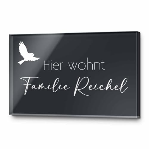 Edle Klingelschilder aus Hochglanz Acrylglas mit individueller Gravur und vielen Motiven - Hochwertiges Türschild in verschiedenen Größen und Formen | ideal als Briefkastenschild