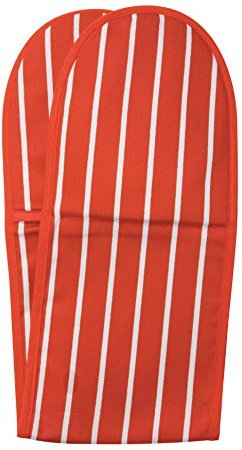 Classic Butcher's Stripe 100 Percent Cotton Double Oven Glove, Red