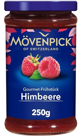 Mövenpick Gourmet-Frühstück Himbeere | Premium Fruchtaufstrich | 250 g | Ausgewählte Früchte | Mit Fruchtstückchen | Für Frühstück & Brunch | Schonend zubereitet | Ohne Zusatzstoffe