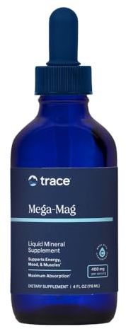 Trace Minerals Mega-Mag 400 mg de magnésium | Chlorure de magnésium liquide | Soutient la pression artérielle, la santé cardiaque, l'humeur détendue, la digestion et le sommeil | Aide à la force