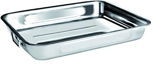 IBILI 651440 Plat à rôtir en Inox avec anses pliantes métalliques 40x28x7 cm Classique