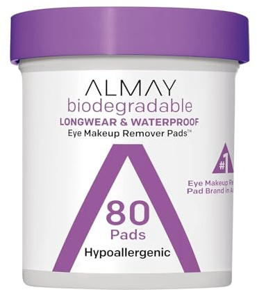 Almay Longwear and Waterproof Eye Makeup Remover Pads, 80 Count (Pack of 4)
