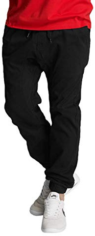 Southpole Joggingbyxor för herr, i stretchig twill, basmodell med resår och snörning, finns i både standardstorlekar och Big & Tall-storlekar, Svart, L