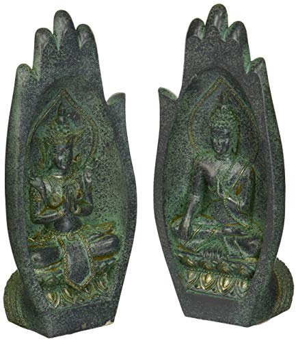 Design Toscano QL301785 Statue des Mains de Bouddha en Position de mudra Namasté Vert 10 x 11,5 x 21,5 cm
