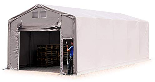 TOOLPORT Lagerzelt Zelthalle 5x10 m mit Hochziehtor - robuste PRIMEtex PVC Plane 2300 N - Wasserdicht 3m Seitenhöhe