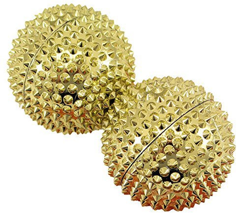 CHI-ENTERPRISE - zwei magnetische Massagebälle - klein | Faszienbälle zur selbsttherapeutischen Akupressur Behandlung | Inhalt: 2 Igelbälle in gold, je 55mm Durchmesser & 474 Akupressurnadeln