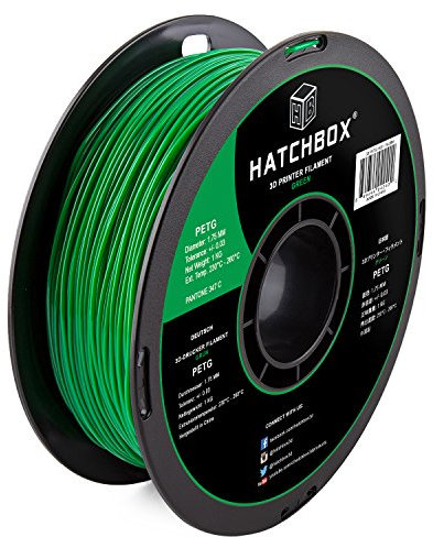HATCHBOX PETG 3D-Drucker-Filament, Maßgenauigkeit +/- 0,03 mm, 1-kg-Spule, 1,75 mm, Grün (3D PETG-1KG1.75-GRN)